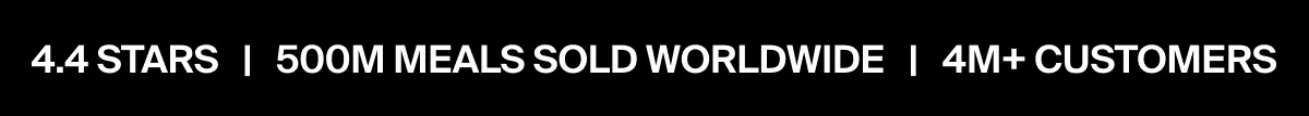 4.4 stars, 500 million meals sold, 4M+ customers