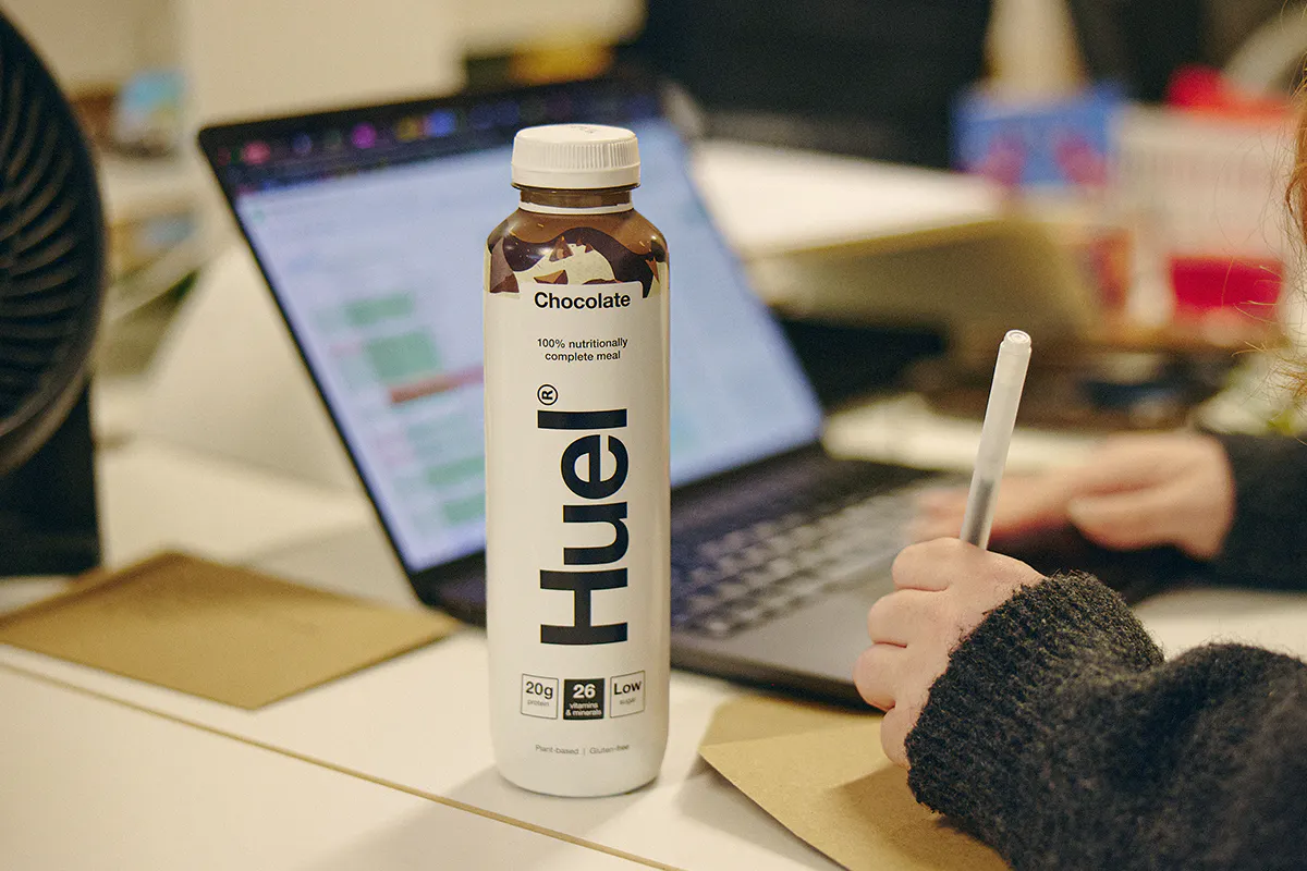 Huel at the desk