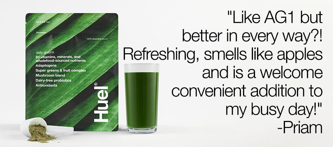  "Like AG1 but better in every way?! Refreshing, smells like apples and is a welcome convenient addition to my busy day!" -Priam